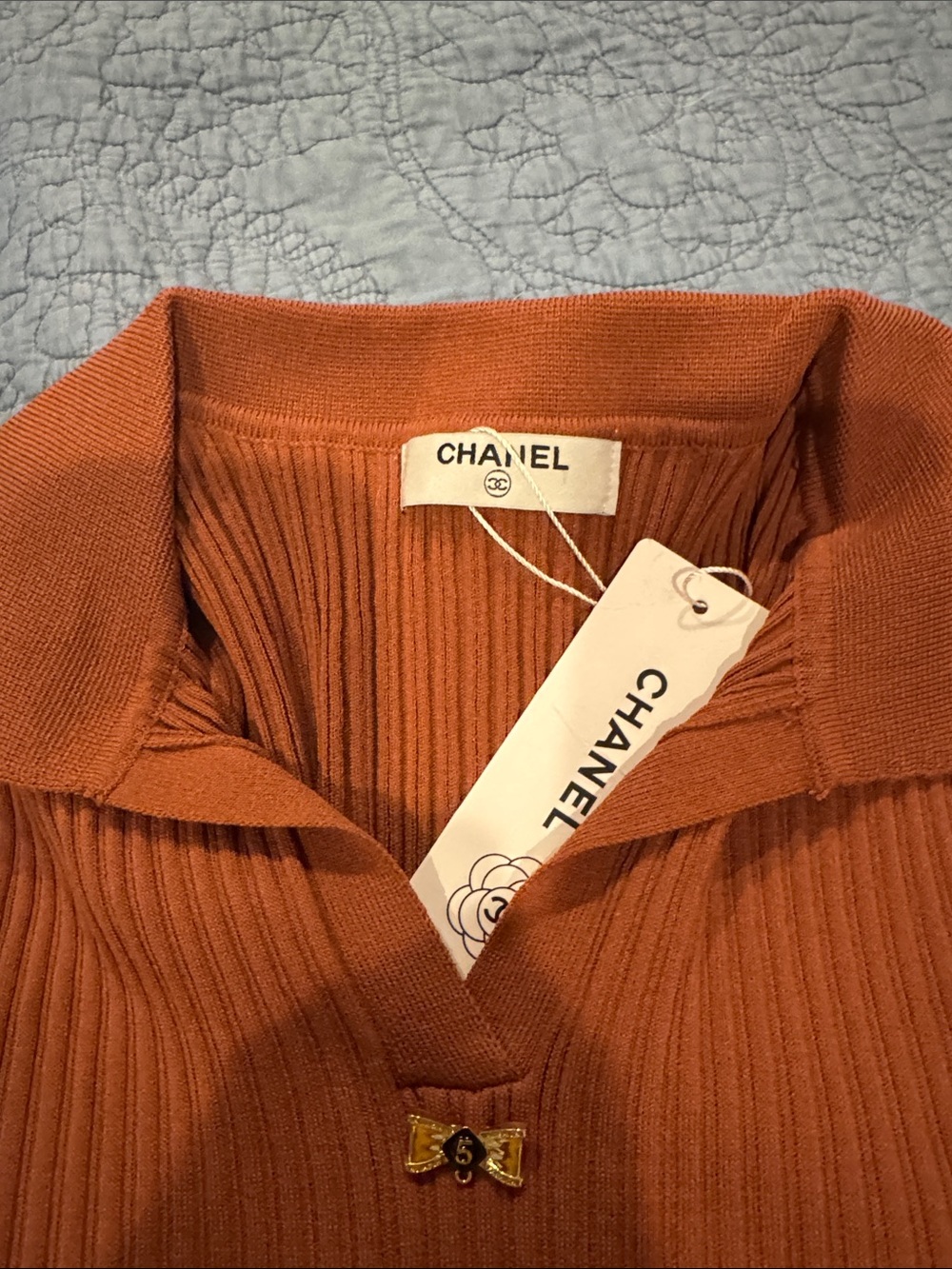 Chanel Knit Rust Color Sweater Removable Buttons - Picture 14 of 15